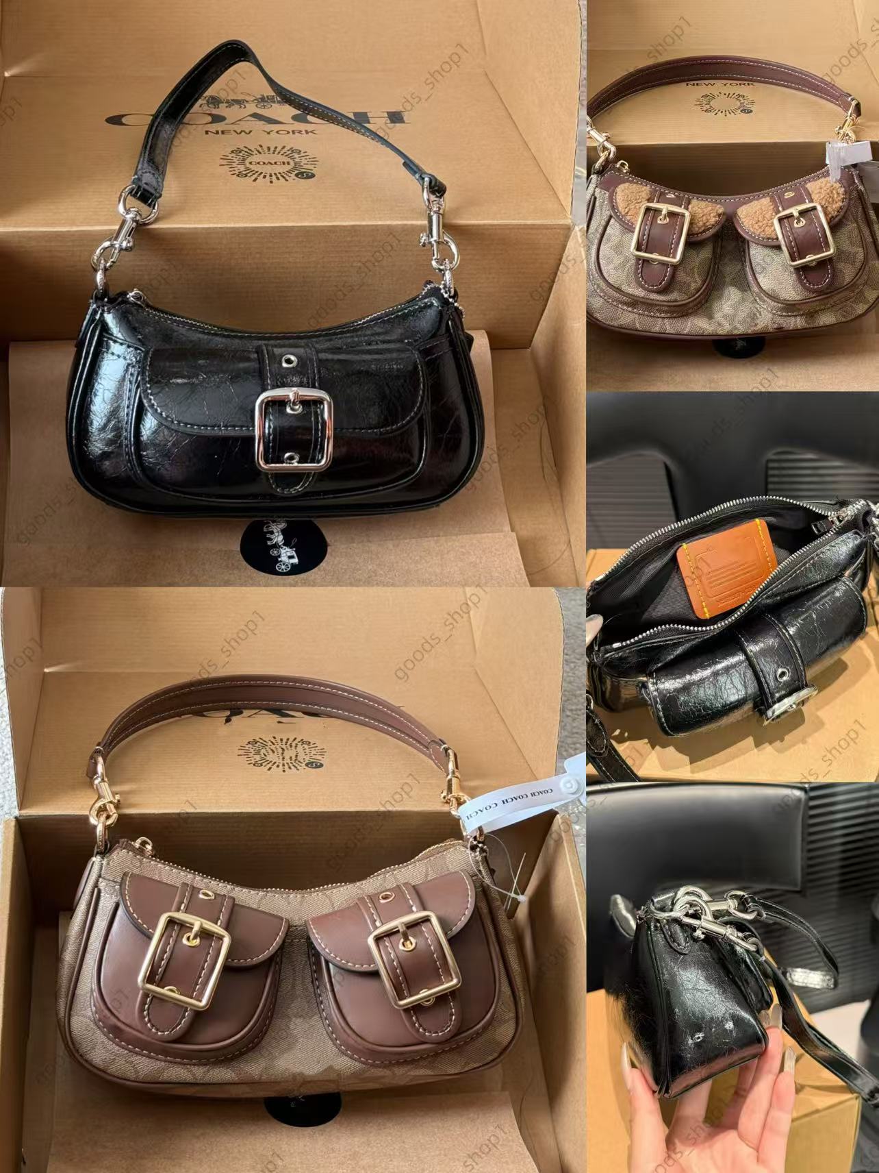 Designer Bag Ashton baguette bag luxury handbag Made of genuine leather Canvas splicing Women's wallet Dinner party bag luxury bag purses 10A