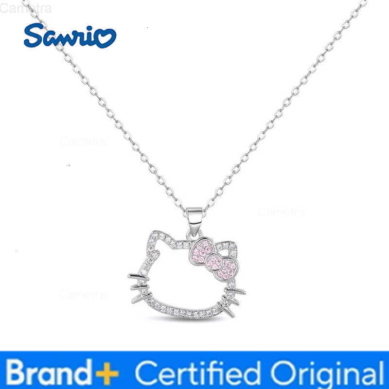 Sanrio Fashion Cartoon Kitty Cat Necklace Rhinestone Decoration Sweet Girl Student Best Friend Collar Chain Sweater Chain Jewelry H251229