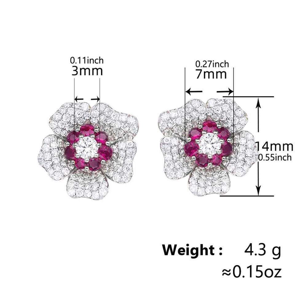 ZAKOL Bling CZ Flower Stud AAA Cubic Zirconia Aesthetic Women's Ear Accessories Bright Red Earrings Trendy Jewelry Gift