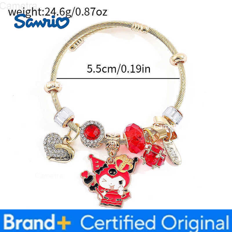 Sanrio Cute Beaded Pendant Bracelet Anime Cartoon Jewelry Bracelet Kuromi Pandor Gold Color Bracelet Suitable for Girls Gifts H2512291