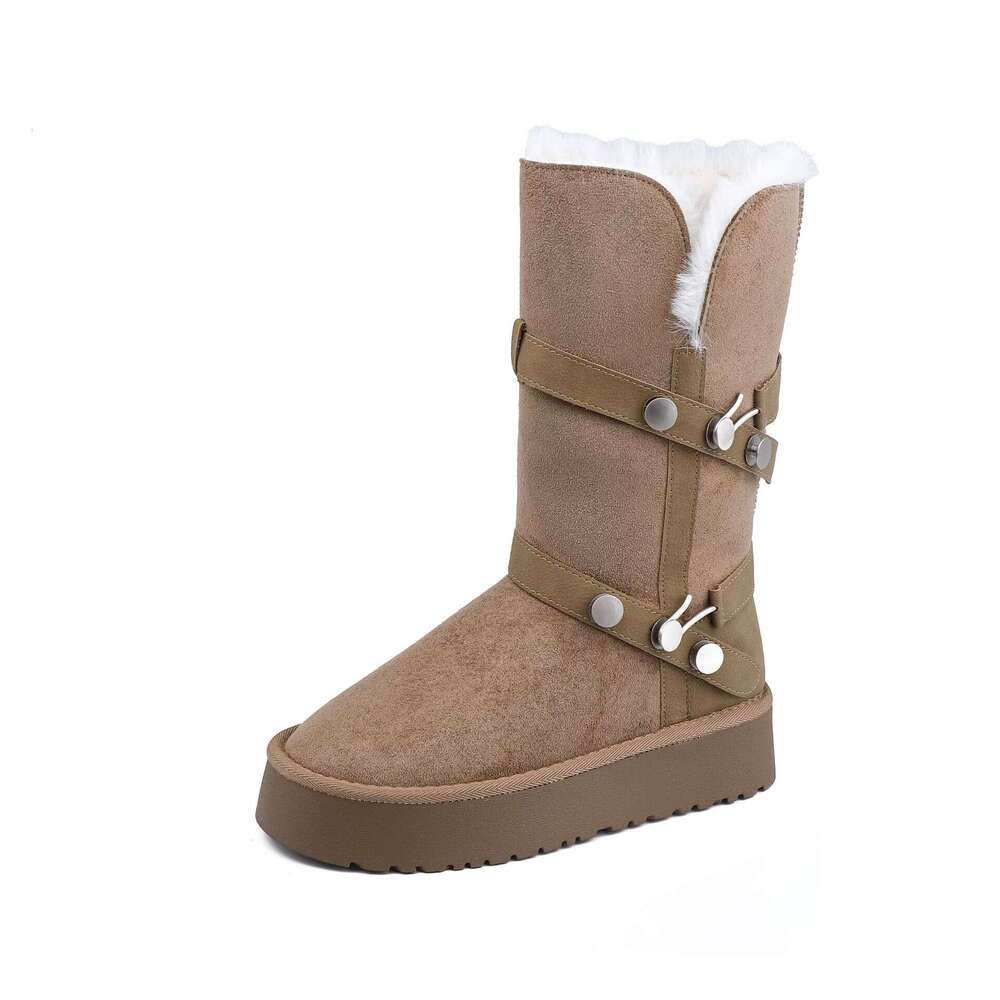 Women's Snow Boots with Fleece Lining, Thickened Winter Warm 2025 New Fashion Thick Sole Mid-Calf Boots, Comfortable for Outdoor Wear