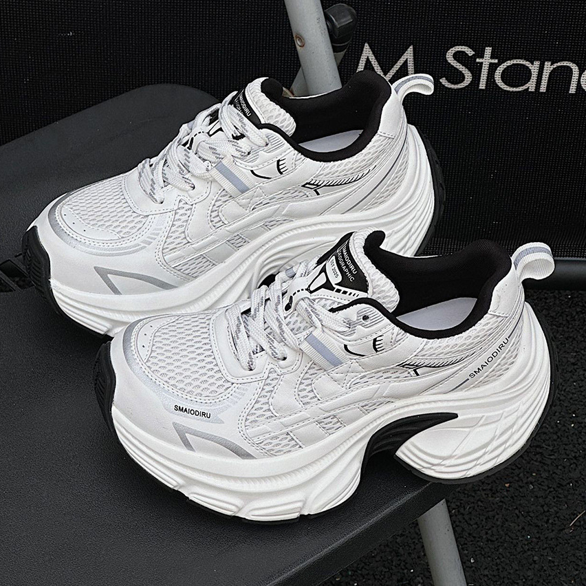 2025 Designer Fashion New Multi functional Round Head Soft Bottom Height Raising Comfortable Women's Casual Sports Shoes