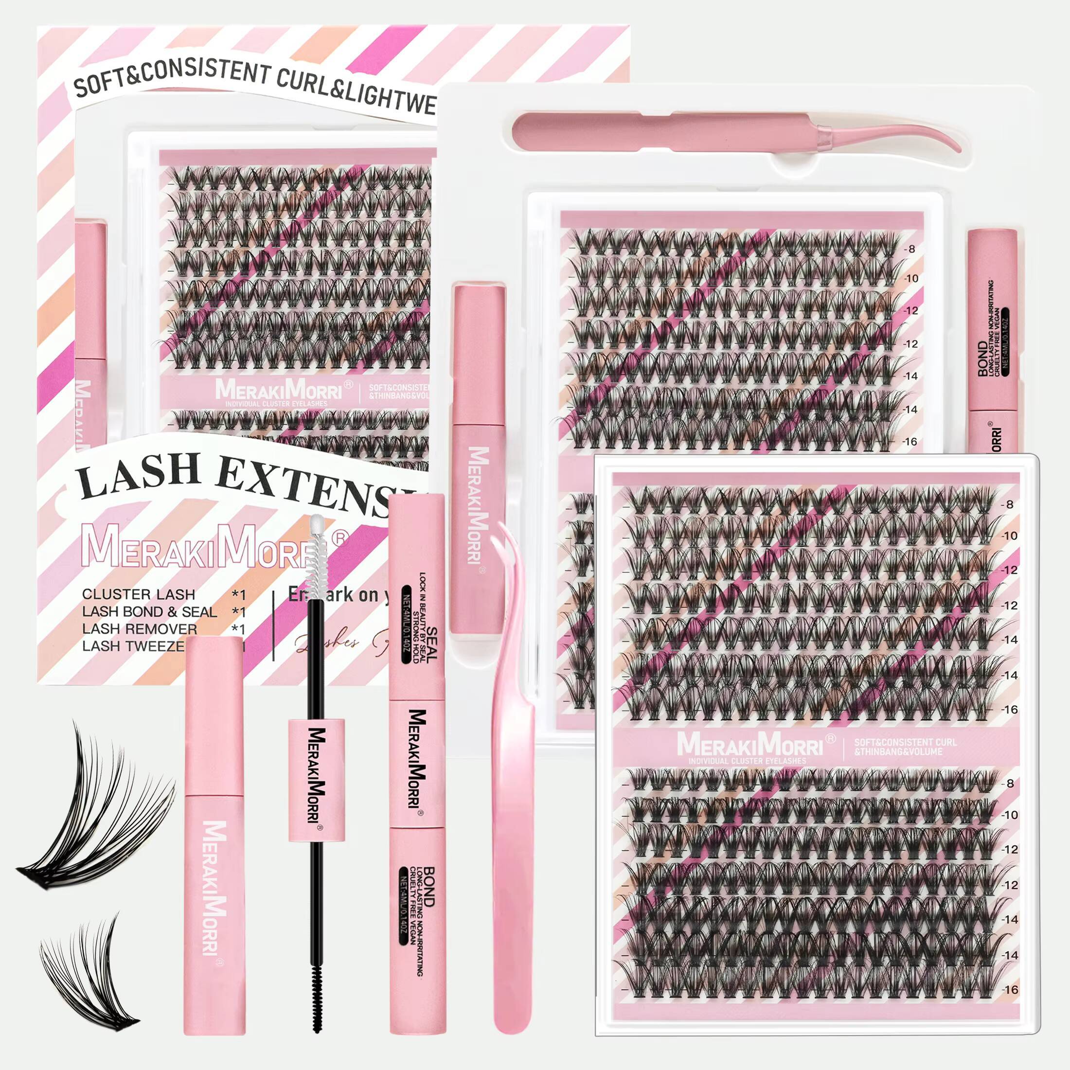 Diy Lash Kit Private Label 007 mm C/D Curl Individual Segmented Cluster Extensions Cluster Eyelash Wholesale