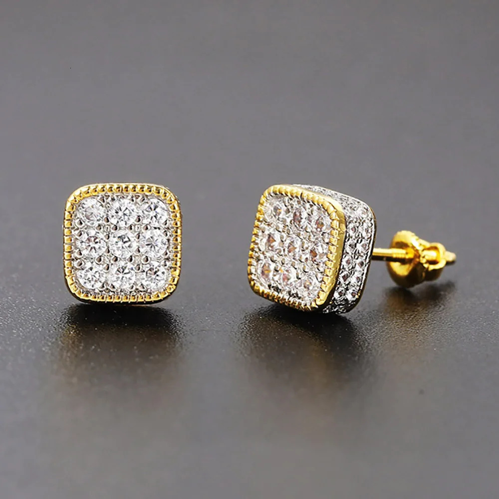 Hip Hop 8MM Square Stud Earrings For Women Men Iced Out Bling Micro Full Pave Rhinestone CZ Stone Earring Trendy Jewelry OHE127 251224