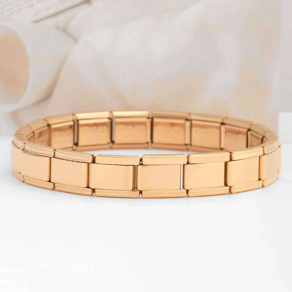 Trendy Square Italy Stainless Steel Bracelets For Women Men HipHop Metal Italian Modules Stretchable Gift Birthday Party Jewelry
