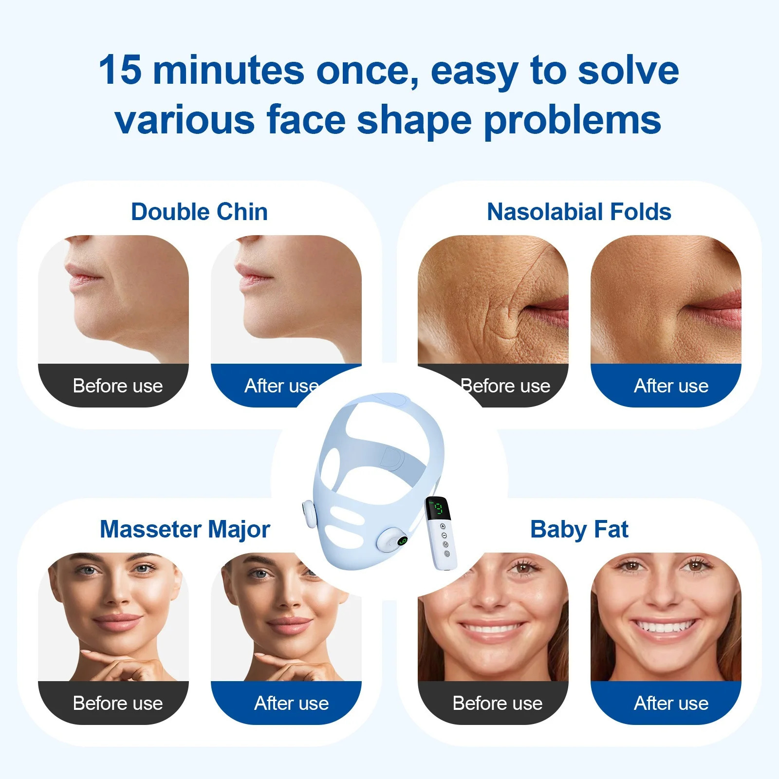 V Line Face Slimming Strap Facial EMS Lifting Machine Microcurrent Face Massager Low Frequency Pulse Chin Cheek Lift Up Belt 251222