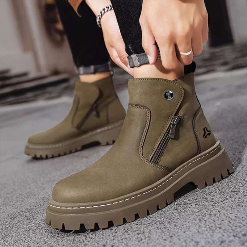 Martin High Top British Style Work 2025 New Spring Autumn Men's Shoes Casual Yellow Chelsea Boots Men