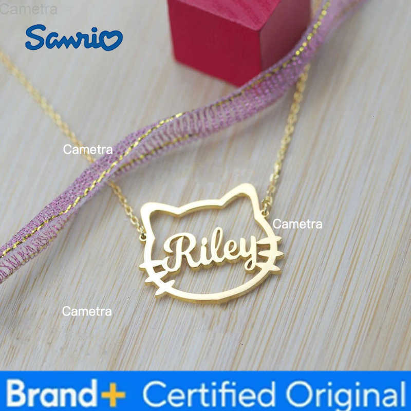 Sanrio Custom Cute Cartoon Kitty Name Necklace Women Children Jewelry Stainless Steel Cat Nameplate Pendant Necklaces Gifts for Kids H251229