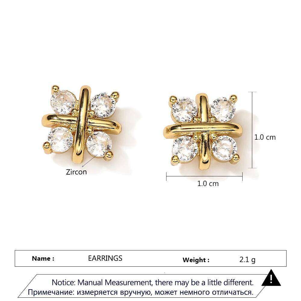 ZAKOL Luxury Flower Square Zirconia Stud Earrings For Women Girls Gold Color Metal Crystal Ears Jewelry Wedding Festival