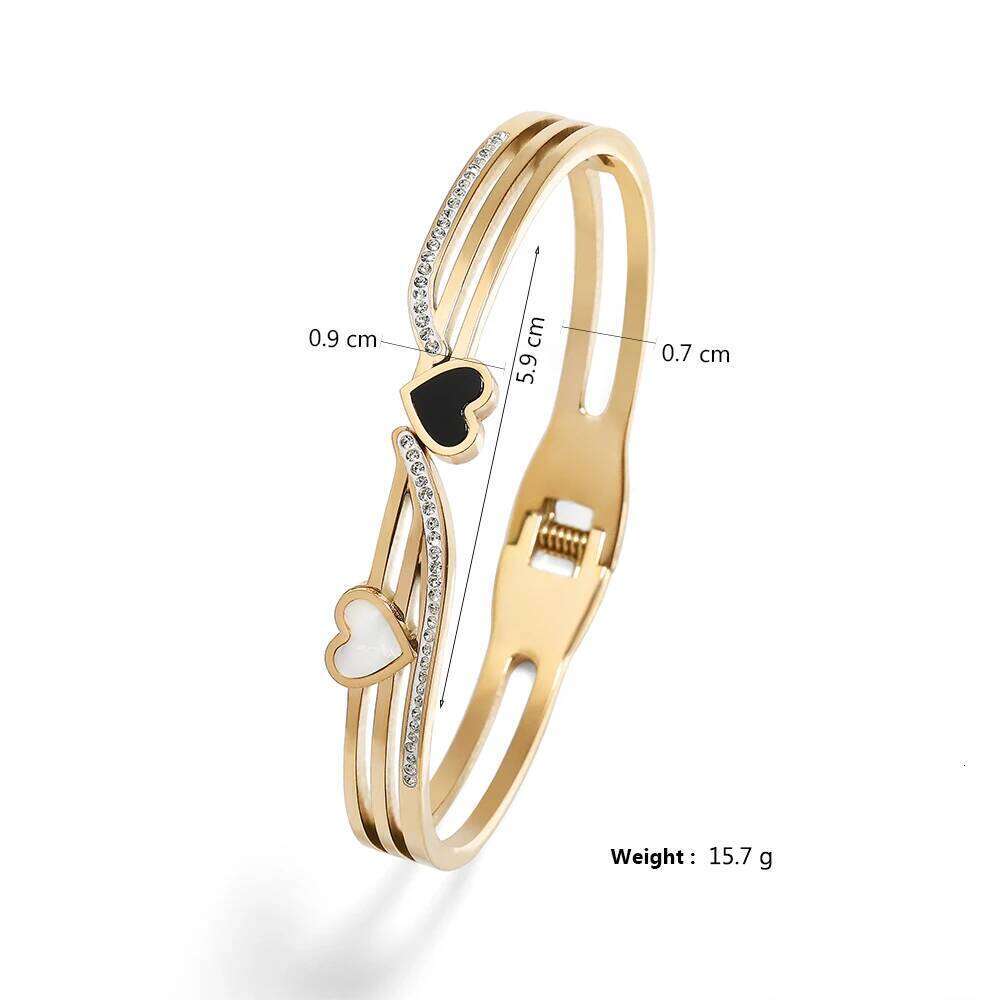 ZAKOL New Trendy Black Shell Heart Stainless Steel Bracelet for Women Exquisite Waterproof Jewelry Gift