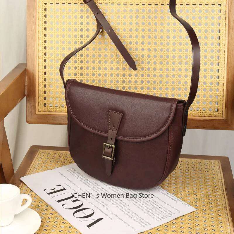 Spring New Fashionable Soft Leather Crossbody Women S Versatile Wide Strap Half Round Saddle Bag Shoulder LEMON KOKO