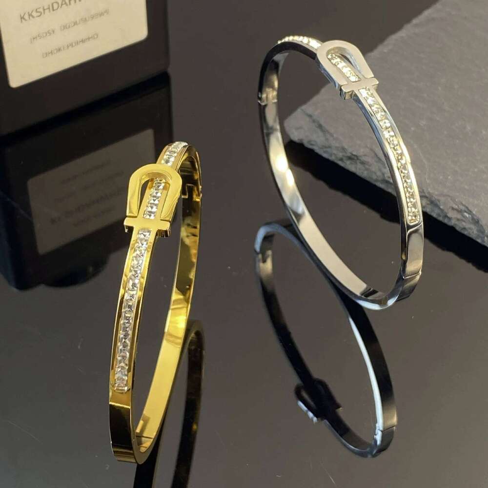 ZAKOL Classic Stainless Steel Open Bracelet for Women Men Horseshoe Buckle U-shaped Inlay Zircon Waterproof Jewelry Gift