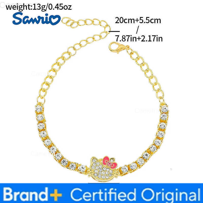 Sanrio Anime Figure Hello Kitty Rhinestone Bracelet Creativity Cartoon KT Cat Bangle for Girls Birthday Party Accessory Gift H251229