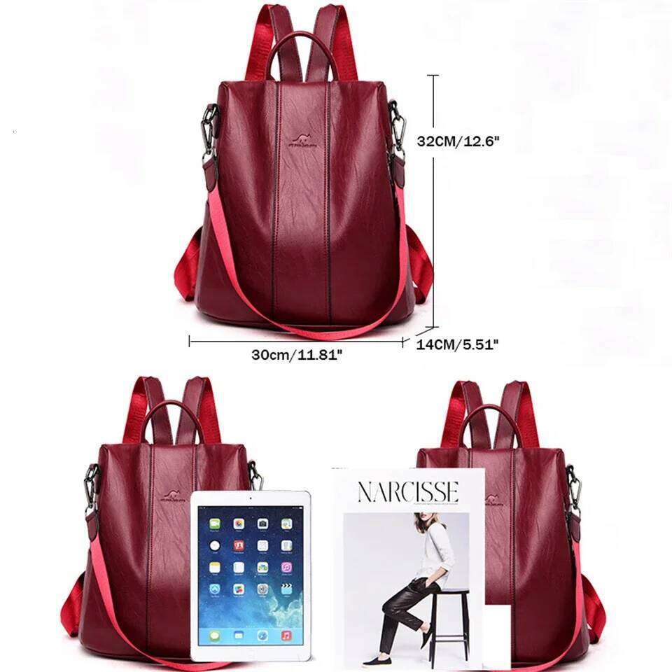 Anti Theft Soft PU Leather Women Vintage Shoulder Bag Ladies High Capacity Travel Backpack School Bags Mochila Feminina JINXIANGGUO