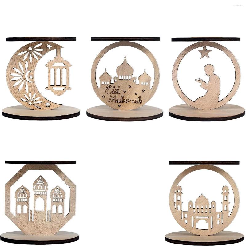 Candle Holders 5pcs Ramadan Handcrafted Wooden Pendants Religious Islamic Decor Contemporary Style Hanging Ornaments H260310