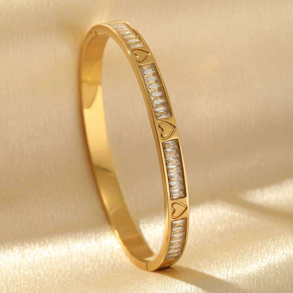 ZAKOL Stainless Steel Heart Inlaid Zirconium Fashion Women's Couple Holiday Gift Bracelet Party Daily Jewelry