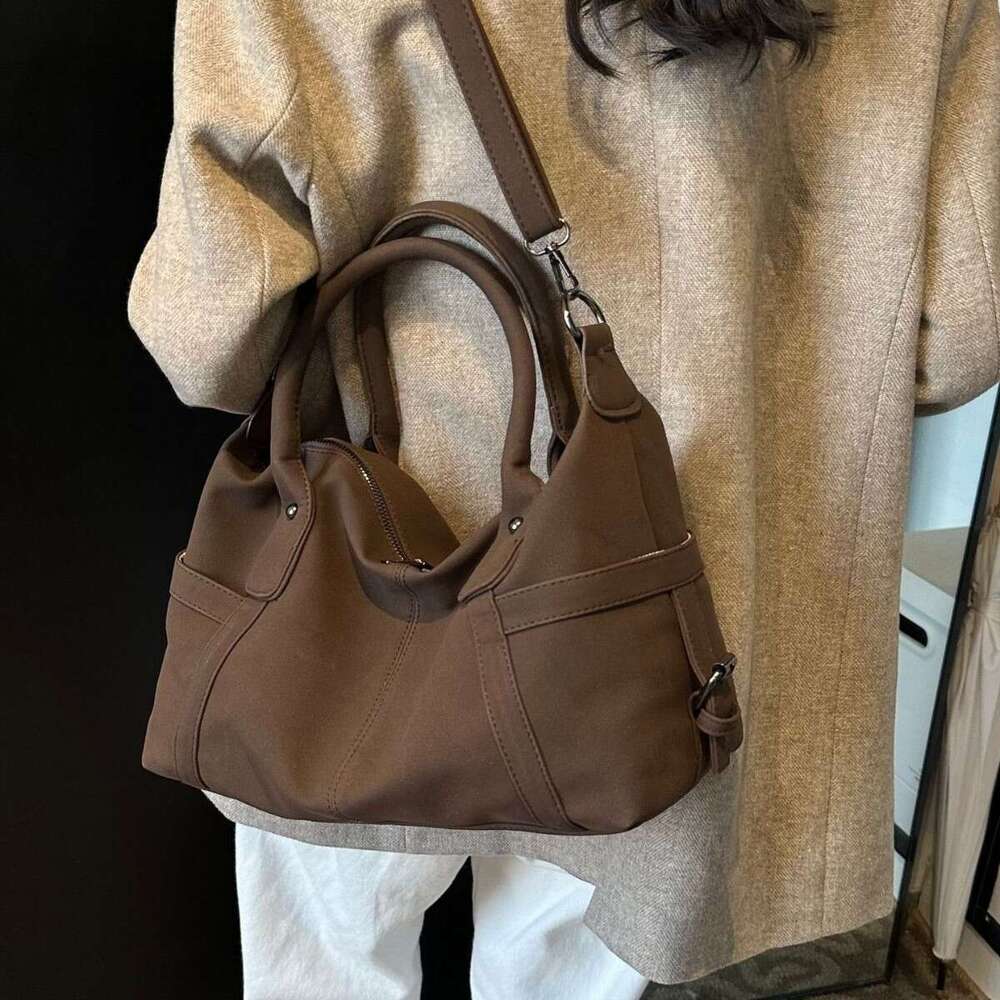 Retro Tote For Women Winter New Fashion Matte Shoulder Large Capacity Commuter Crossbody Bag SHANGFANNI