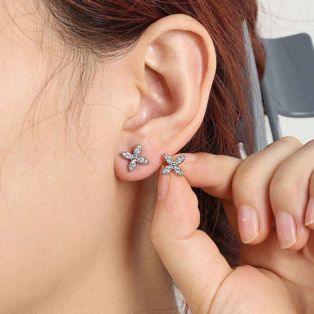 ZAKOL Luxury X Flower Zirconia Stud Earrings For Women Girls Gold Color Metal Crystal Ears Jewelry Wedding Festival Gifts