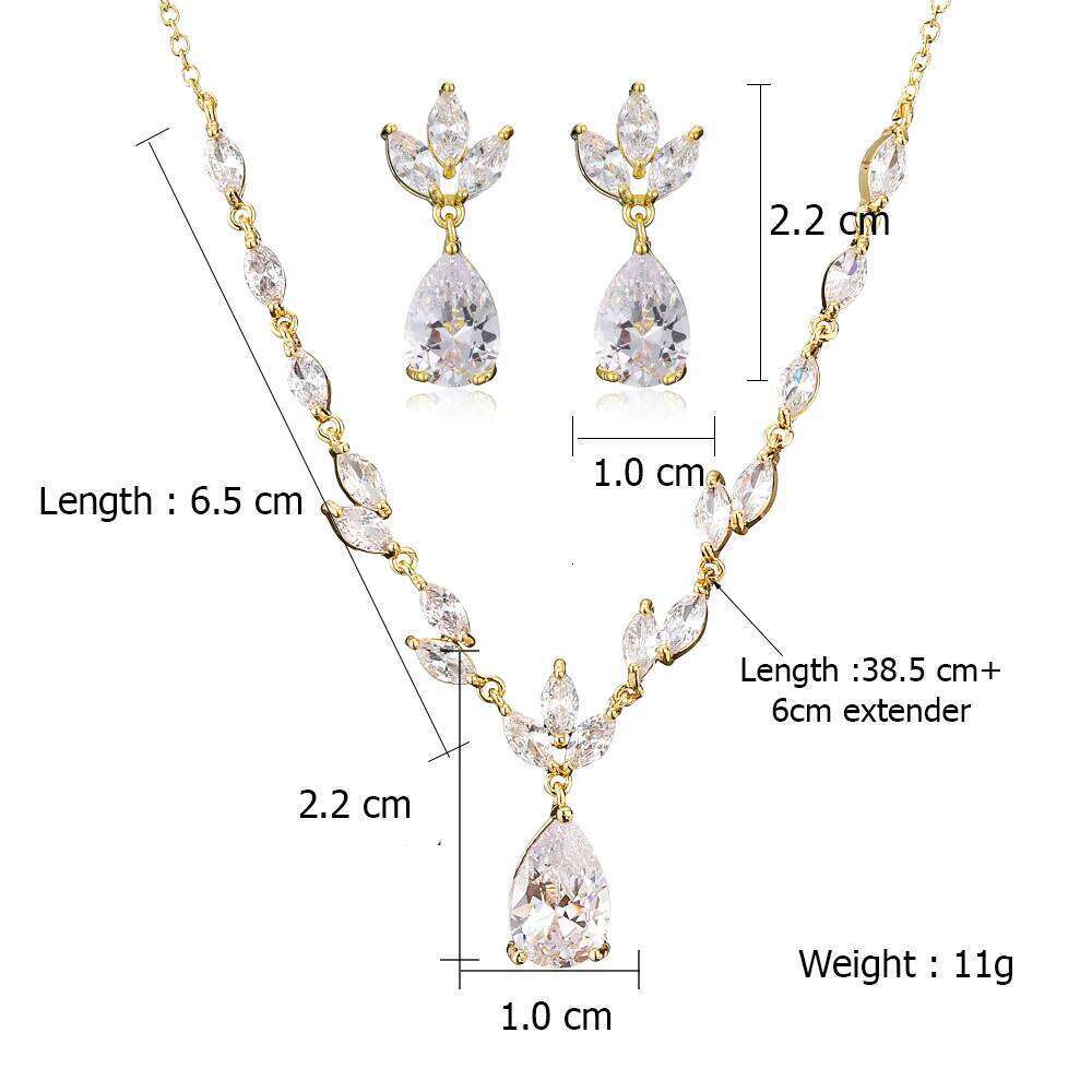 ZAKOL Elegant Necklace/Earring Set for Women Gorgeous Pear Water Drop AAA Zircon Wedding Jewelry Gift