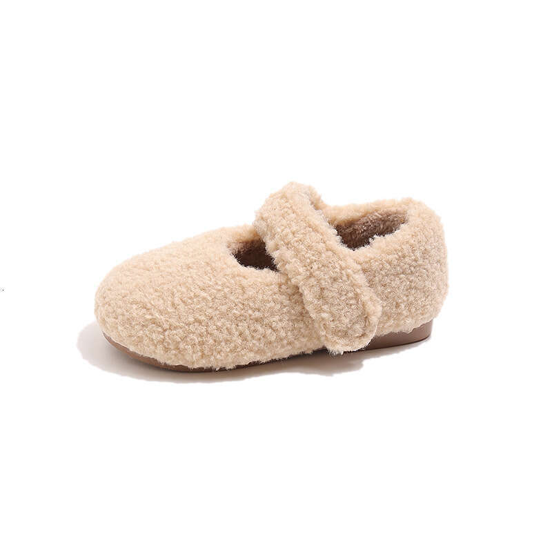 INS French Style Furry 2025 Autumn Winter New Korean Version Girls' Fleece Princess Soft Sole Loafers Cotton Shoes