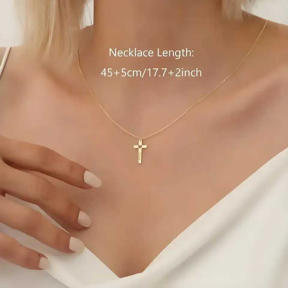Personalized Gold - Tone Laser - Engraved Cross Necklace Custom Name Jewelry for Women Ideal for Daily Wear and Special Y251227