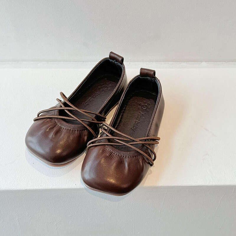 Girls Korean Style Small Leather 2025 Spring and Autumn New Children's Slip-On Loafers Soft Sole Princess Ballet Shoes