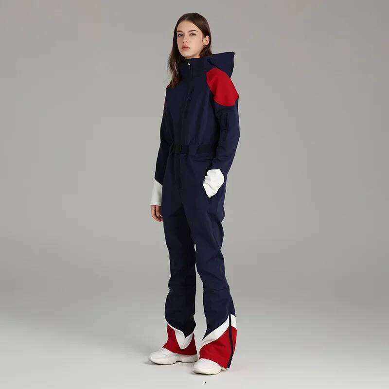 New One-Piece Warm Slim Suit Women's Outdoor Sports Anti-Wear Jumpsuit Fit Skiing Windproof Waterproof Breathable SPLELED