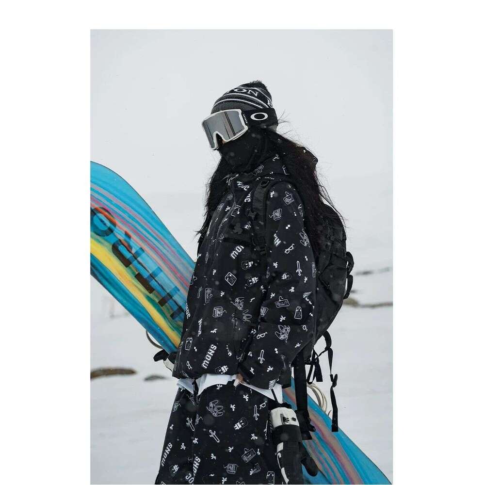 New Ski Suit Set Outdoor Windproof Waterproof Winter Warm Women's Skiing Pants Clothes Chessboard Snowboard Skiwear WKERSIY