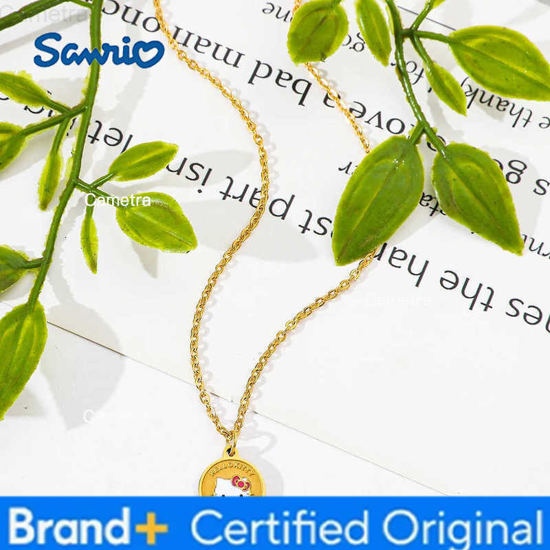 Sanrio Kawaii Hello Kitty Round Pendant Necklace Cute Cartoon Jewelry Accessory for Women Ideal Birthday Gift H251229