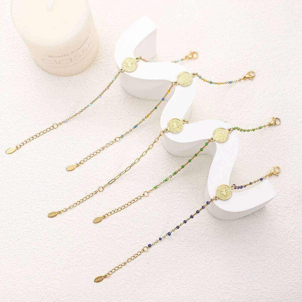 ZMZY Small Catholic Religious Rosary Saint Benedict medal San Benito Stainless Steel Bracelet Chain Charms Tags 25H1229