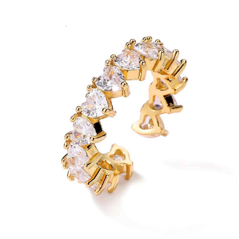 ZAKOL 2pcs/Set Heart Zircon Stainless Steel for Women Exquisite Buling CZ Finger Ring Valentine's Day Birthday Jewelry Gift