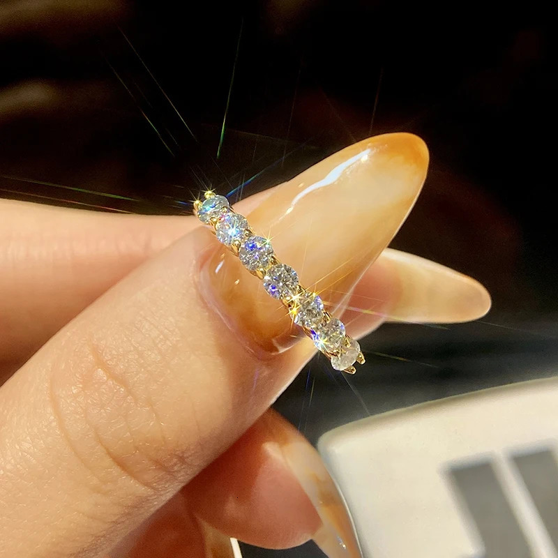 KNB Real Ring 925 Sterling Silver Diamond Band Engagement Wedding Rings for Women Quality Jewelry 251225