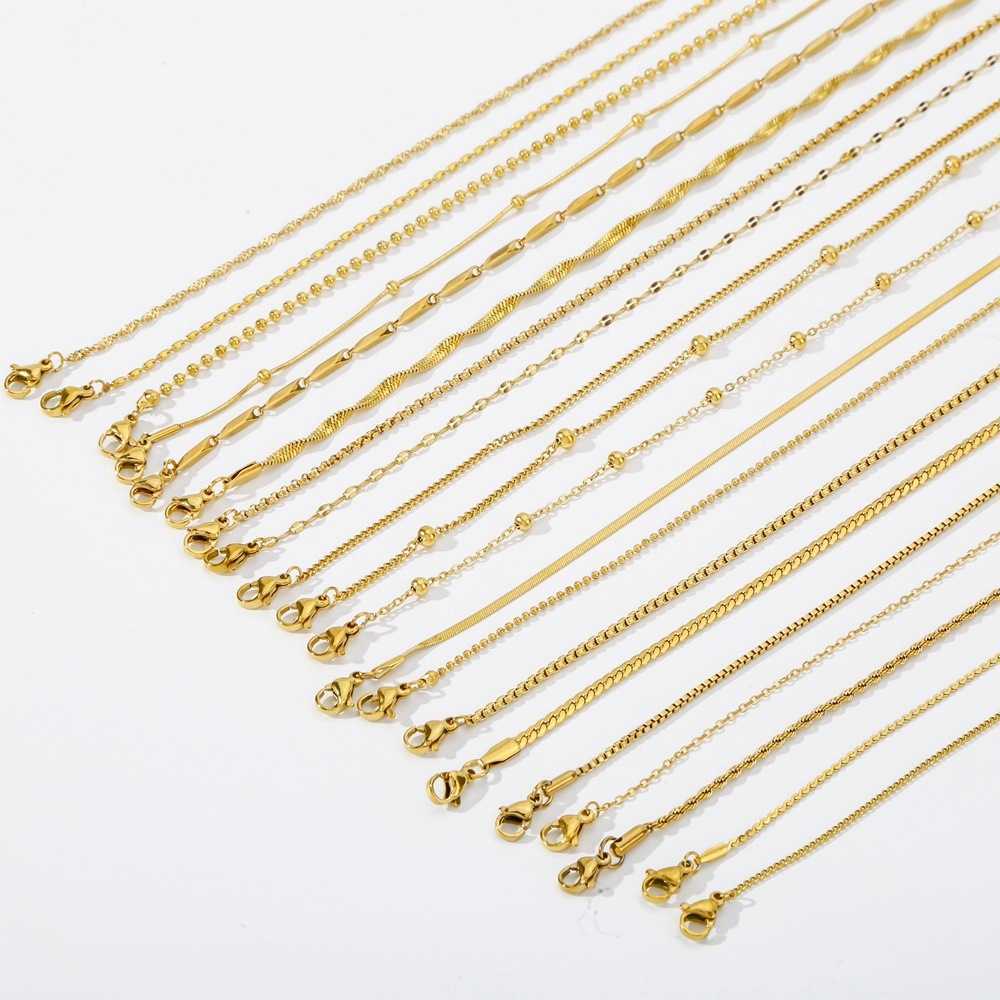 Solid color 24k gold necklace Itan Link Curb chain necklace mens Claccic wedding luxury jewelry gift X241123