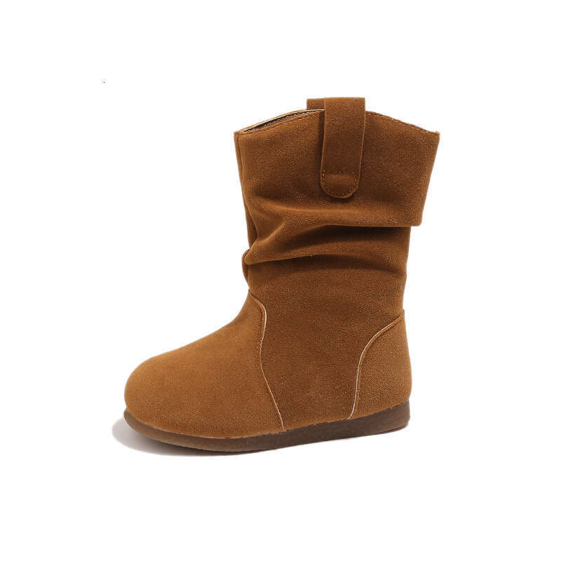 2025 Autumn Winter New European American Style Short Girls Sanded Wrinkled Vintage Melad Street Shot Fleece-lined Pile Boots