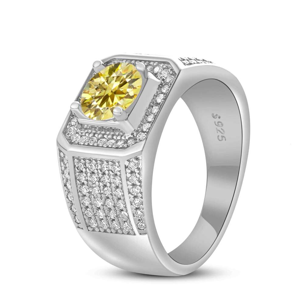 1ct 6.5mm D Color Moissanite Ring 925 Sterling Sliver Plated 18k Eternity Band Hip Hop Rings for Man Party Sparkling Jewely 88e