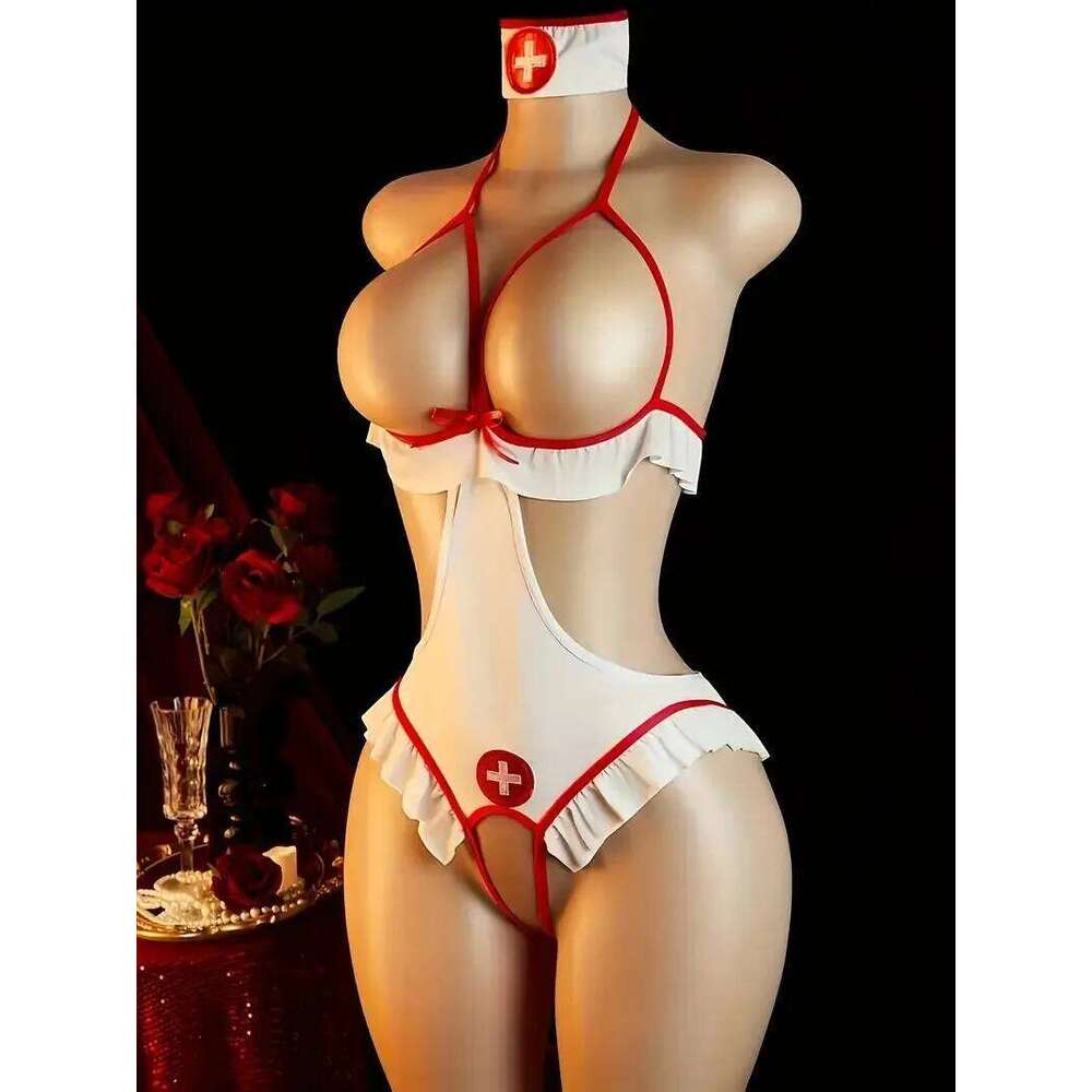 Sexy Nurse Halloween Costume For Women Adult Exotic Role Play Lingerie Set