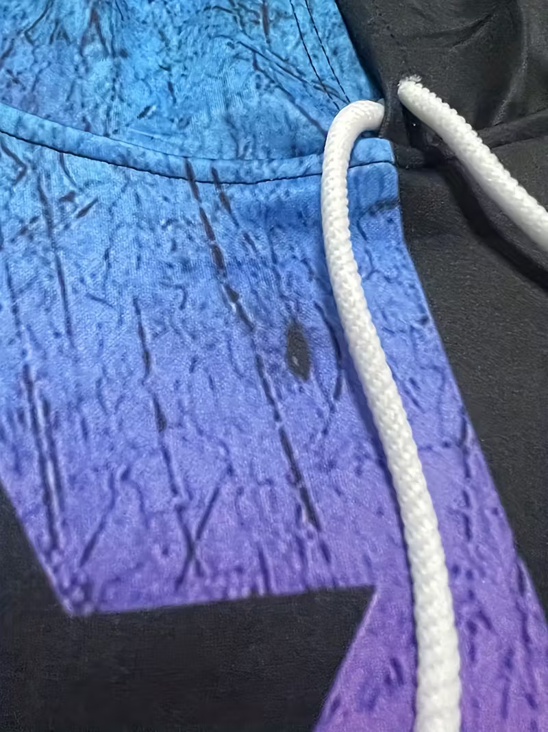 Streetwear Contrast-Color Men's Hoodie Purple-to-Black Gradient Star & Smiley Print Relaxed-Fit Oversized Hooded Sweatshirt with Unique Street St