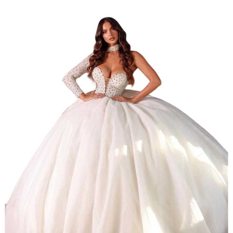 Customized Sweetheart Shinny Beads Sequins Ballgown Wedding Dress Court Train Vestidos De Novia Elegant Bridal Gowns