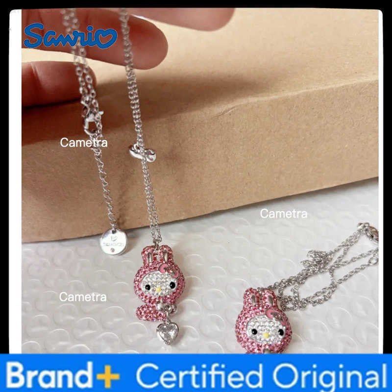 Sanrio Hello Kitty cute and sweet pink my melody animation peripherals pendant necklace Christmas womens birthday gift kawaii H251229