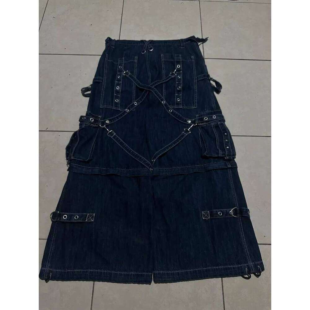 Y2K Fashion Trend Washing Heavy Industry Multi-pocket Baggy Men Gothic New Hip Hop Oversized Wide-leg Pants Mopping Jeans