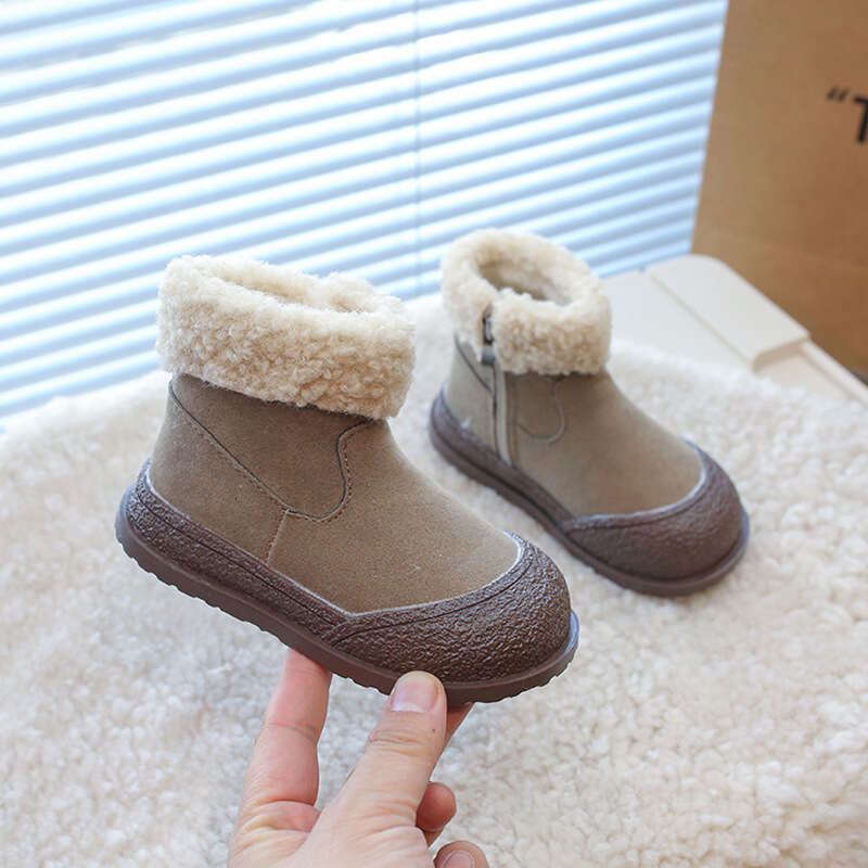 Children's Snow 2024 Winter New Soft Sole Boots Boys and Girls Fleece-Lined Warm Thickened Cotton Shoes