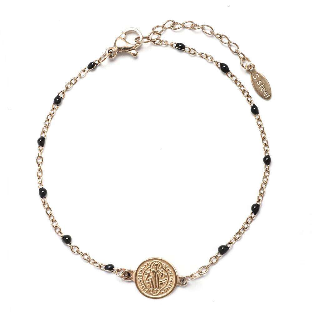 Coin Charm Stainless Steel St Benedict Medal San Benito Adjustable Link Chain Bohemia Bracelet 25H1229