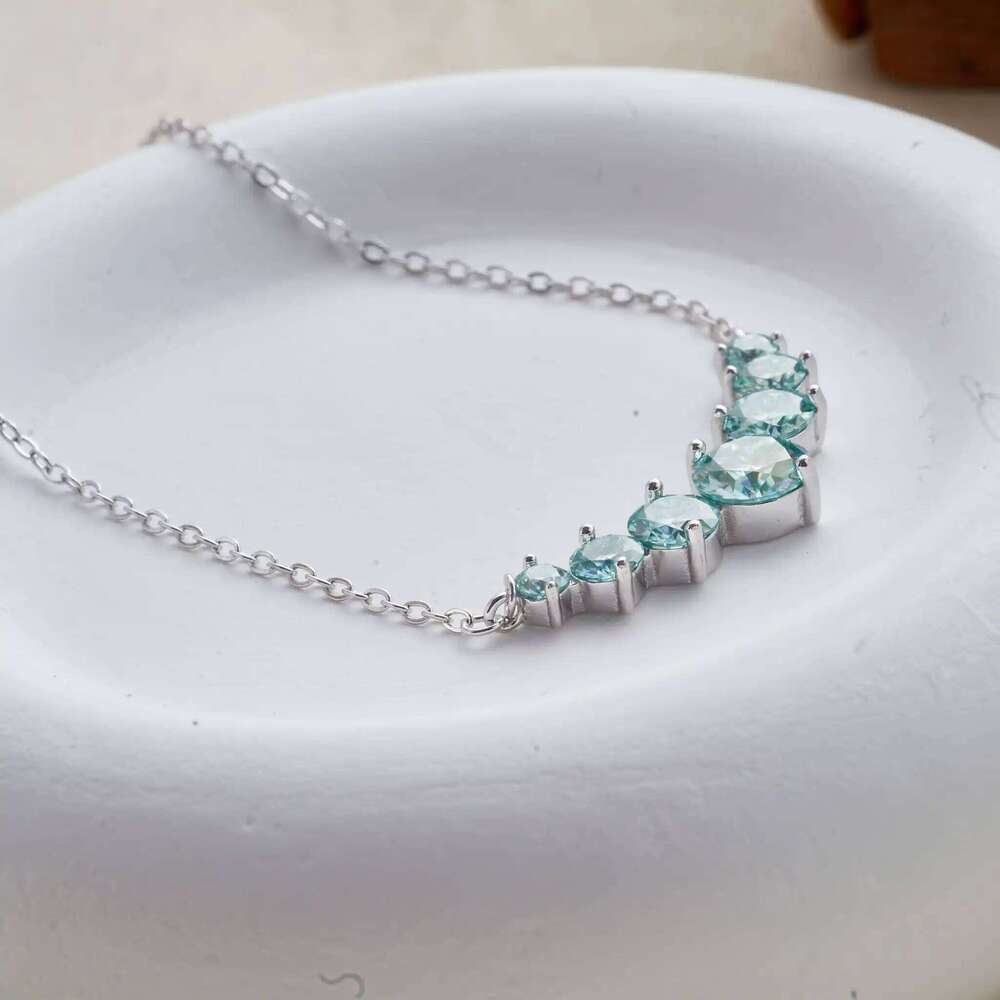 Real 1.7/2.8/5cttw Full Moissanite bluegreen Pendant Necklace for Women S925 Silver lab Diamond Chain Necklaces fine Jewelry efc