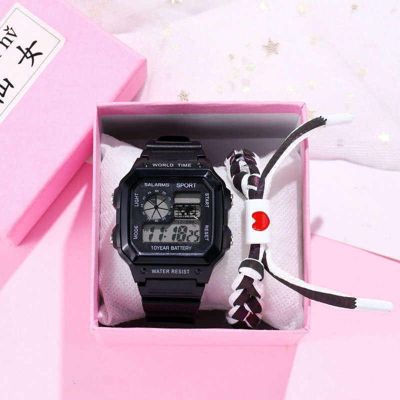 Multifunctional Elementary School Student Electronic For And Girls Korean Version Casual Children's Square Cartoon Watch Boys Sports Luminous