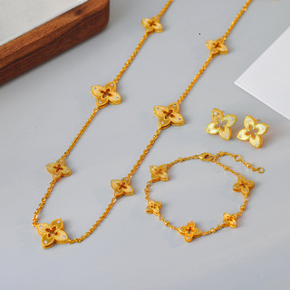 Luxury Brand Designer Jewelry 2024 New Four-Leaf Clover Gold Earrings Necklace Bracelet For Women, Light Luxury Niche Design, Simple Necklace Bracelet - view 3