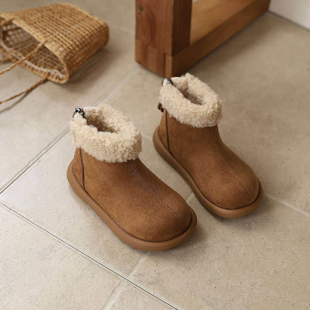 INS French Retro Birken 2025 Autumn Winter New Korean Style Girls' Fleece Short Boots Boys' Furry Cotton Shoes