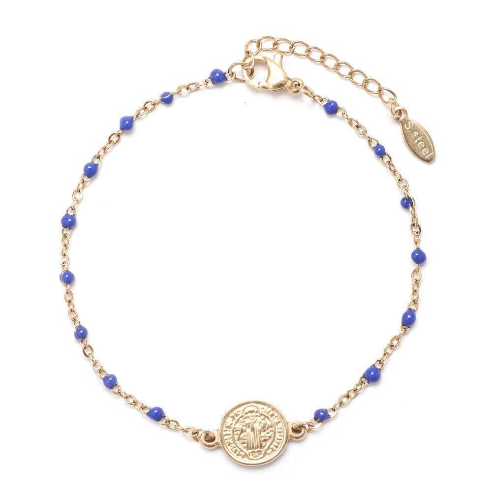 Coin Charm Stainless Steel St Benedict Medal San Benito Adjustable Link Chain Bohemia Bracelet 25H1229