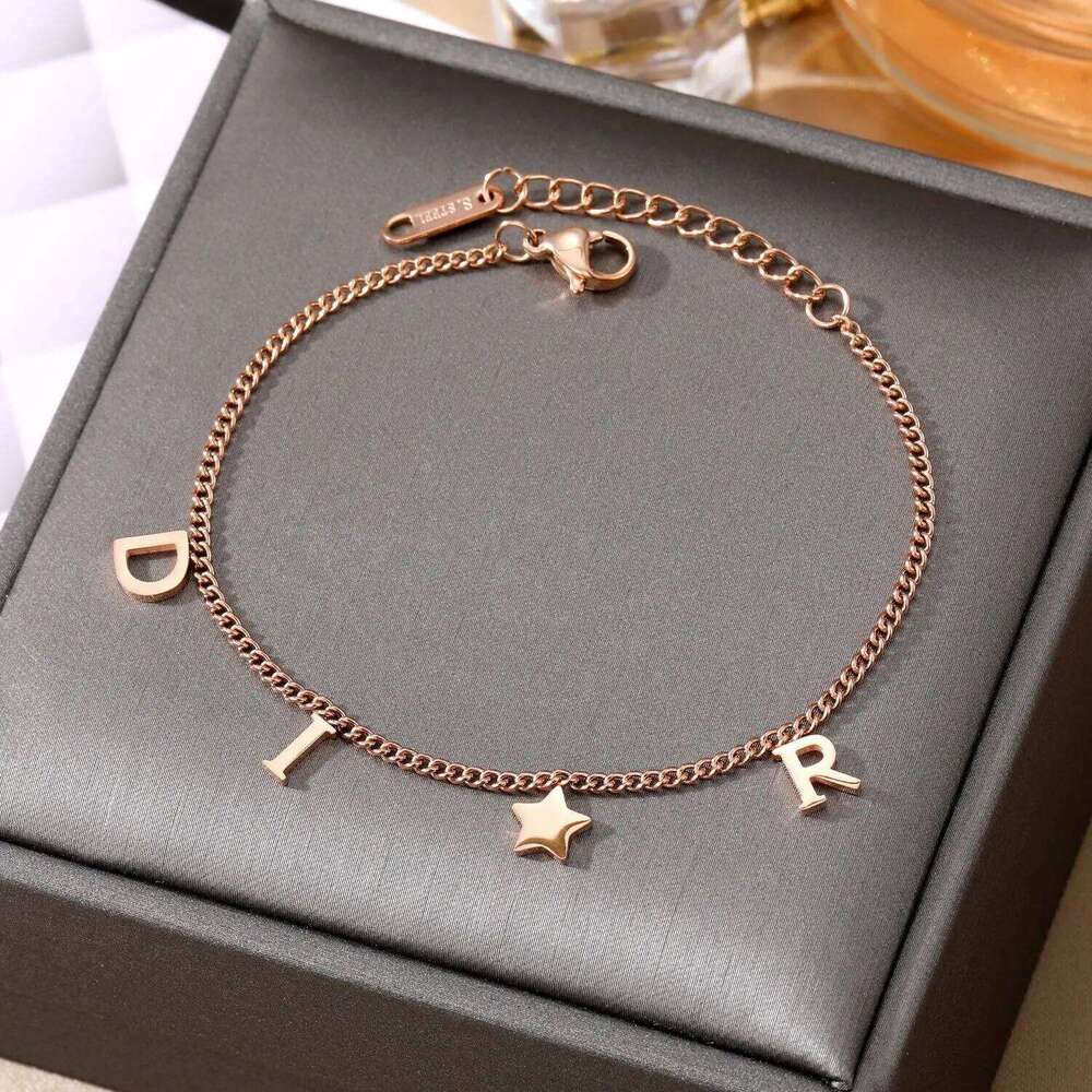 ZAKOL Fashion Letter Star Pendant for Woman Simple Stainless Steel Chain Bracelet Luxury Jewelry Accessories Gifts