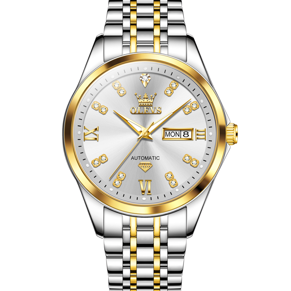 OLEVS Luxurious and elegant mechanical watch, fully automatic men's waterproof business dual calendar night light men's watch