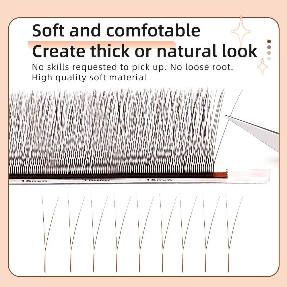 Brown 2D Shaped Y Lashes 007 Extension Eyelash Korean PBT Easy Fan Bloom Lash Trays Mix B C D Curl Cashmere Lash Extensions